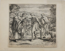 Load image into Gallery viewer, Raphael, after. Jacob complaining to Laban at being given Leah in marriage. Etching by Nicolas Chaperon. 1649.