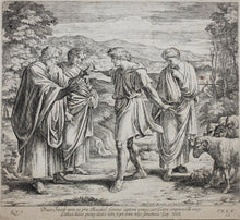 Load image into Gallery viewer, Raphael, after. Jacob complaining to Laban at being given Leah in marriage. Etching by Nicolas Chaperon. 1649.