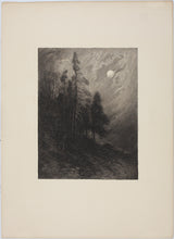 Load image into Gallery viewer, James David Smillie. Cedars by Moonlight. Etching. 1878.
