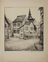 Load image into Gallery viewer, Sigmund Lee Wolffs. City Landscape. A street in the old city. Etching. Mid XX C. Available in two variants.