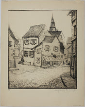 Load image into Gallery viewer, Sigmund Lee Wolffs. City Landscape. A street in the old city. Etching. Mid XX C. Available in two variants.