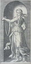 Load image into Gallery viewer, Raphael, after. Marcantonio Raimondi, after. Temperance. Engraving. XVI (?) C.