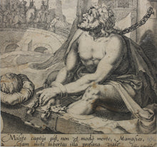 Load image into Gallery viewer, Karel van Mander I, after. Manasseh. Engraving by Zacharias Dolendo. 1595 (circa).