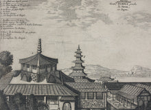 Load image into Gallery viewer, Arnoldus Montanus, after. View of the Great Temple in Osaka. Engraving by Jacob van Meurs. 1680.