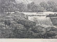 Load image into Gallery viewer, Carl Wagner. Der Isarfall, View of the river Isar. Etching. 1842.