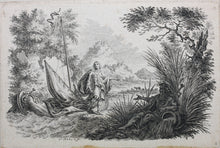 Load image into Gallery viewer, Simon Fokke. A young man and Neptune. Etching. 1722 - 1782.