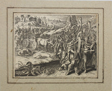 Load image into Gallery viewer, European School XVII C. David taking the Ark of the Covenant to Jerusalem. Engraving. XVIII C.