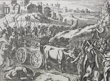 Load image into Gallery viewer, European School XVII C. David taking the Ark of the Covenant to Jerusalem. Engraving. XVIII C.