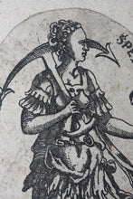 Load image into Gallery viewer, European School XVII C. Hope, SPES, in the form of a woman with an anchor and a bird of prey. Engraving. XVII C.