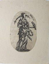 Load image into Gallery viewer, European School XVII C. Hope, SPES, in the form of a woman with an anchor and a bird of prey. Engraving. XVII C.