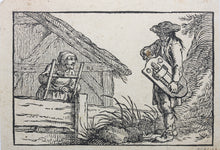 Load image into Gallery viewer, Johann Wilhelm Meil, after. A hurdy gurdy player. Wood engraving by Johann Gottlieb Friedrich Unger.
