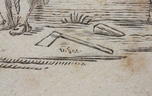 Load image into Gallery viewer, Johann Wilhelm Meil, after. Two carpenters. Wood engraving by Johann Gottlieb Friedrich Unger. 1779.