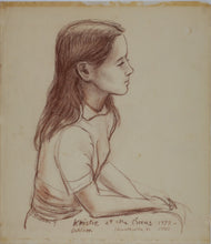 Load image into Gallery viewer, John Middleton Freeman. Kristie Wilson at the Circus. Brownish Conte crayon drawing. 1979 or 1980.