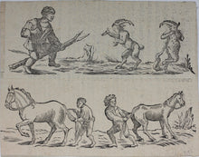 Load image into Gallery viewer, Hans Holbein the Younger, after. Silenus and Polyphemus dancing. Sertorius. Two woodcuts by Johann Gottlieb Friedrich Unger. Late XVIII C.