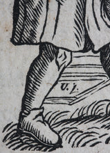 Load image into Gallery viewer, Hans Holbein the Younger, after. Almsgiving. Portrait of Erasmus. Two woodcuts by Johann Gottlieb Friedrich Unger. Late XVIII C.