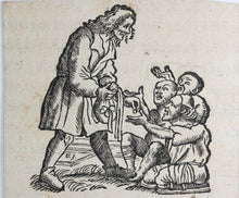 Load image into Gallery viewer, Hans Holbein the Younger, after. Almsgiving. Portrait of Erasmus. Two woodcuts by Johann Gottlieb Friedrich Unger. Late XVIII C.