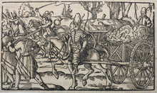 Load image into Gallery viewer, Jost Amman. How to shoe horses for winter riding. Woodcut by Monogrammist MB. 1584.