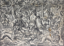 Load image into Gallery viewer, Jost Amman. Dog Hunt. Woodcut by monogrammist HS. 1592.