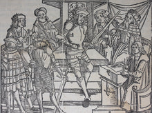 Load image into Gallery viewer, German School XVI C. Interrogation. Woodcut from Laienspiegel by Ulrich Tengler.