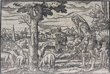 Load image into Gallery viewer, Virgil Solis, after. Jacob’s Flock Prospers. Woodcut from Bible translated by Martin Luther. XVI C.