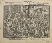 Load image into Gallery viewer, Jost Amman. Elisha Multiplying the Widow's Oil. At the gate of Samaria. Woodcuts. XVI C.