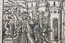 Load image into Gallery viewer, German School XVI C. Tower of Babel. Woodcut from Bible translated by Martin Luther. XVI C.