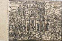 Load image into Gallery viewer, German School XVI C. Tower of Babel. Woodcut from Bible translated by Martin Luther. XVI C.