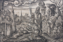 Load image into Gallery viewer, Virgil Solis. Samuel anointing Saul. Woodcut from Bible translated by Martin Luther. XVI C.