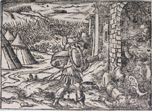 Load image into Gallery viewer, German School XVI C. Eight illustrations from the Bible. Woodcuts. Page 148/1 from ancient album.