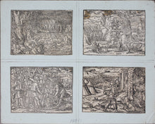 Load image into Gallery viewer, German School XVI C. Eight illustrations from the Bible. Woodcuts. Page 148/1 from ancient album.