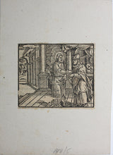 Load image into Gallery viewer, German School XVI C. Christ and Disciple. Illustration from the Bible. Woodcut.