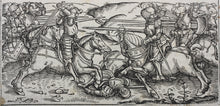 Load image into Gallery viewer, German school XVI C. Battle scenes. Two woodcuts on one sheet.