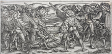 Load image into Gallery viewer, German school XVI C. Battle scenes. Two woodcuts on one sheet.