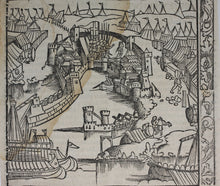Load image into Gallery viewer, Johannes Adelphus. Die Türkisch Chronik. View of Methoni. Woodcut. XVI C.