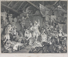 Load image into Gallery viewer, William Hogarth, after. Industry and Idleness. Pl. 1-3, The Sleeping Congregation. The Harlot Progress Pl. 5-6, The Distress'd Poet. The Company of Strollers. Eight steel engravings. 1831.