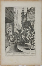 Load image into Gallery viewer, G. Freman, after. The Triumph of David. Saul designes the death of David. Double-sided engraving by P. Bouche and Jan Kip from Richard Blome’s Bible. 1688-1705.