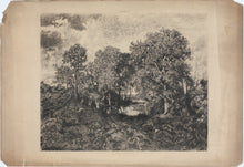 Load image into Gallery viewer, Théodore Rousseau, after. Une Mare - Forêt de Fontainebleau. Etching by Théophile Chauvel. Proof. 1870-1880.