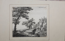 Load image into Gallery viewer, Antonie Waterloo. A river with rocky banks. Etching. 1640-1690.