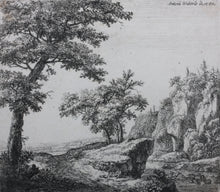 Load image into Gallery viewer, Antonie Waterloo. A river with rocky banks. Etching. 1640-1690.