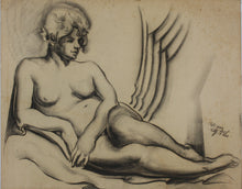 Load image into Gallery viewer, McCay (?). Academic Life Study. Reclining nude. Drawing. New York School. 1926.