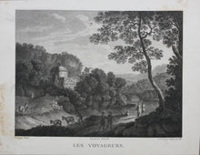 Load image into Gallery viewer, Jan Both, after. M. Lacombe, after. Les Voyageurs. Engraving by François Nicolas Barthélemy Dequevauviller, Late XVIII C.