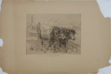 Load image into Gallery viewer, Jean-Paul Laurens. Un Attelage de Boeufs. Etching. Late XIX C.