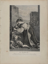 Load image into Gallery viewer, Domenico Fetti, after. Melancholy. Engraving by Henri Simon Thomassin. 1742.
