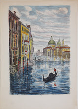 Load image into Gallery viewer, Béla Sziklay. Venice, Grand Canal with Santa Maria della Salute. Hand-colored etching. Mid XX C.