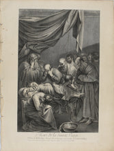Load image into Gallery viewer, Michelangelo da Caravaggio, after. Death of the Virgin. Engraving by Simon Vallée. 1742.