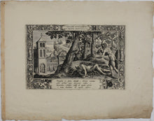 Load image into Gallery viewer, Maarten de Vos, after. Temptation of the devil and divine concilation. Engraving by Philip Galle. 1575-79 (c.)