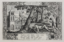 Load image into Gallery viewer, Maarten de Vos, after. Temptation of the devil and divine concilation. Engraving by Philip Galle. 1575-79 (c.)