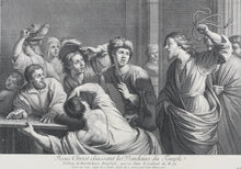 Load image into Gallery viewer, Bartolommeo Manfredi, after. The expulsion of the moneychangers. Engraving by Jean-Baptiste Haussard. 1742.