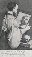Load image into Gallery viewer, Portrait of Michelangelo Merisi da Caravaggio. Etching by Henri Simon Thomassin. 1742.