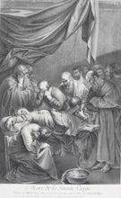 Load image into Gallery viewer, Michelangelo da Caravaggio, after. Death of the Virgin. Engraving by Simon Vallée. 1742.